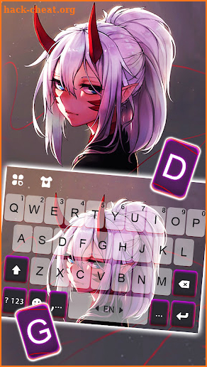 Silver Demon Girl Keyboard Background screenshot