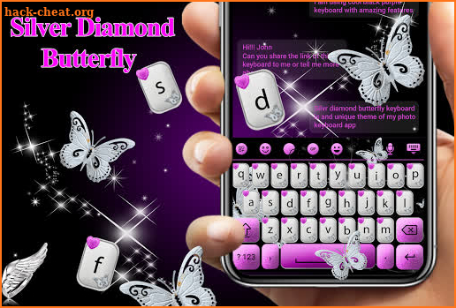Silver Diamond Butterfly Keyboard Theme screenshot