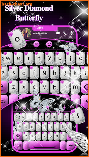Silver Diamond Butterfly Keyboard Theme screenshot