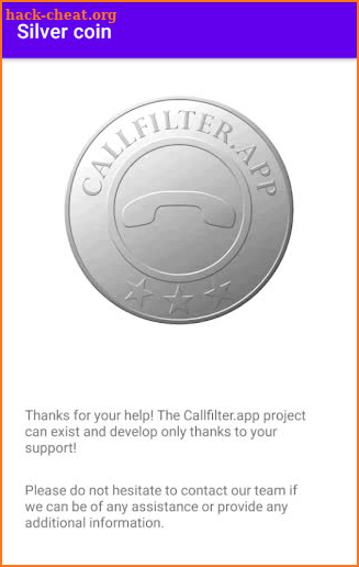 Silver donation Callfilter.app screenshot