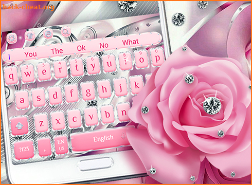 Silver Glitter Diamond Rose Keyboard Theme screenshot