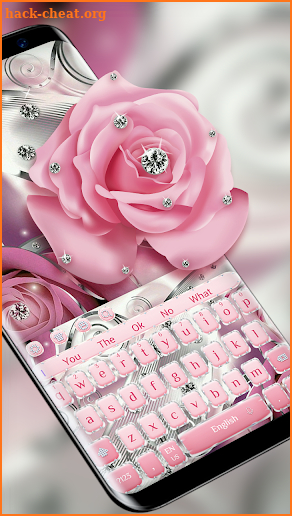 Silver Glitter Diamond Rose Keyboard Theme screenshot