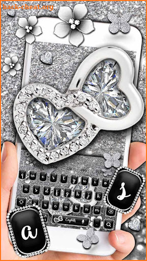 Silver Glitter Heart Keyboard screenshot