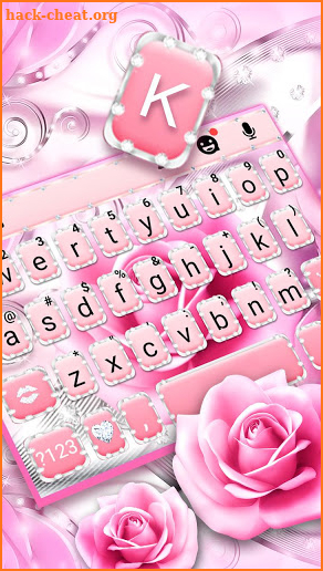 Silver Pink Rose Keyboard Theme screenshot
