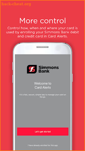 Simmons Bank Card Alerts screenshot