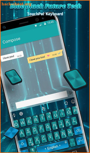 Simple Blue Black Future Tech Keyboard Theme screenshot