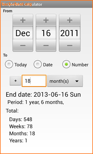 Simple Date Calculator screenshot