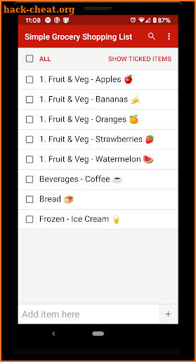 Simple Grocery Shopping List screenshot