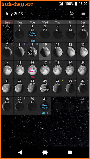 Simple Moon Phase Calendar screenshot