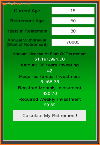 Simple Retirement Calculator screenshot