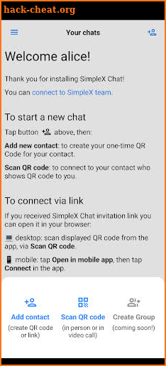 SimpleX Chat screenshot