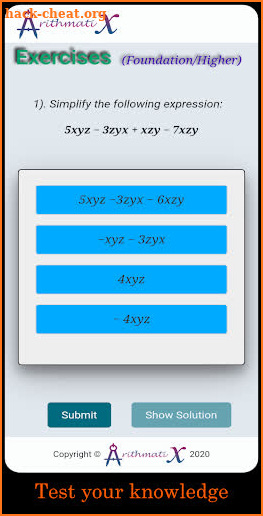 Simplifying Expressions Lite screenshot