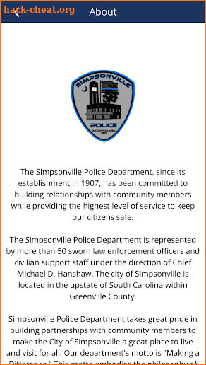 Simpsonville Police Department screenshot