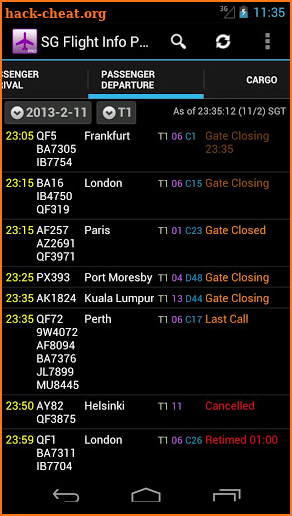 Singapore Flight Info Pro screenshot