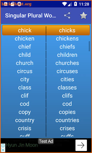 Singular Plural Words screenshot