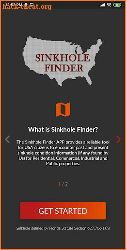 Sinkhole Finder App screenshot