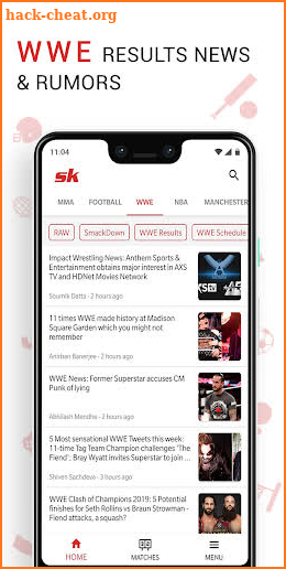 SK Sports App: Get Live Scores & Wrestling News screenshot