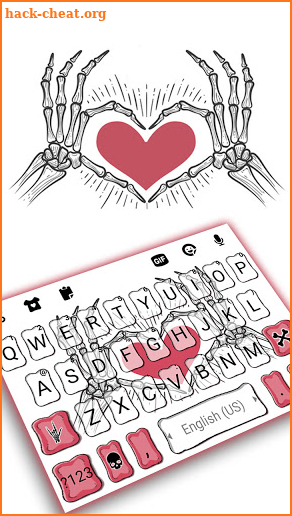 Skeleton Love Heart Keyboard Background screenshot