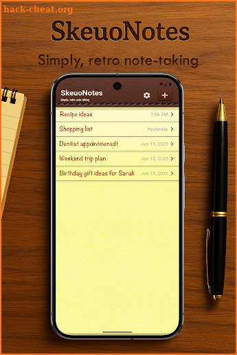 SkeuoNotes screenshot