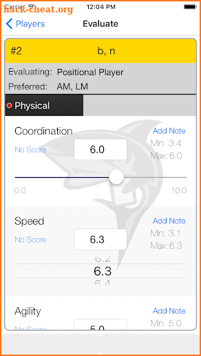 SkillShark Athlete Evaluations screenshot