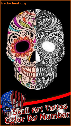 Skull Art Tattoo Coloring By Number screenshot