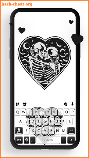 Skull Love Heart Keyboard Background screenshot