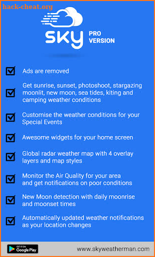 Sky Weatherman Pro: Notifications & Filters screenshot
