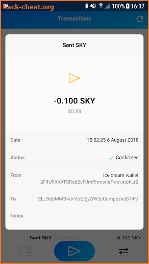 Skycoin Wallet screenshot