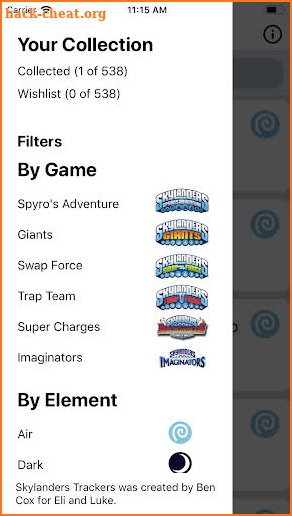 Skylanders Tracker screenshot