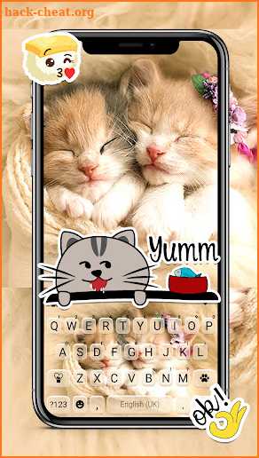 Sleeping Cute Kitten Keyboard Background screenshot