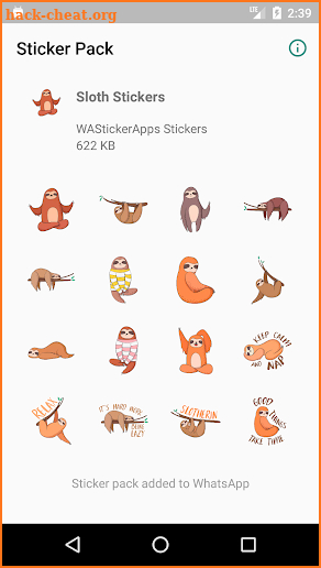 Sloth stickers for WhatsApp . WAStickerApps screenshot
