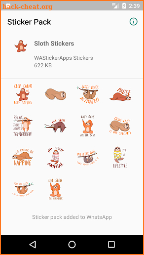 Sloth stickers for WhatsApp . WAStickerApps screenshot