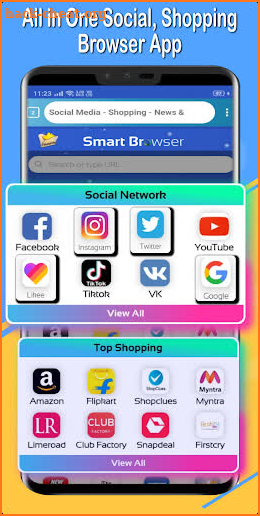 Smart Browser :- All social media and shopping app screenshot