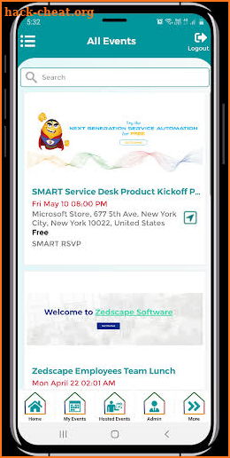 SMART RSVP screenshot