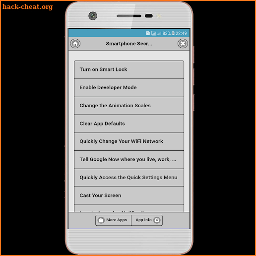 Smartphone Secret Settings screenshot