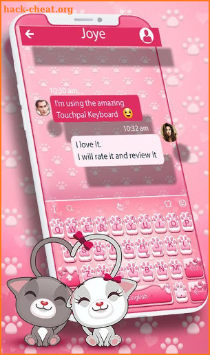 Smile Pink Cute Kitty Keyboard Theme screenshot