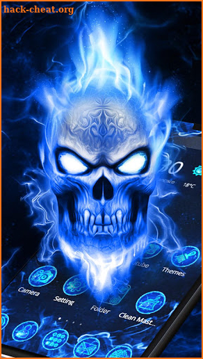 Smoking Blue Devil Skull Theme screenshot