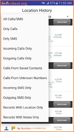 SMS and Call Tracker screenshot