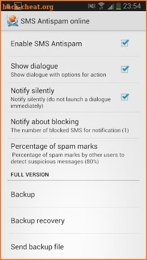 SMS Antispam online screenshot