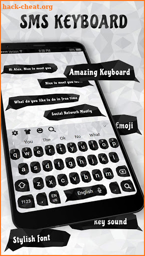SMS Black and White Crystal Keyboard screenshot
