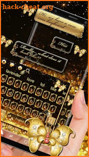 SMS Gold Butterfly Shining Keyboard Theme screenshot