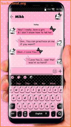 SMS Pink Bowknot Keyboard Theme screenshot