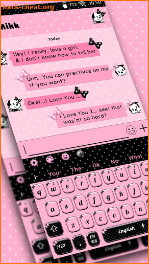 SMS Pink Bowknot Keyboard Theme screenshot