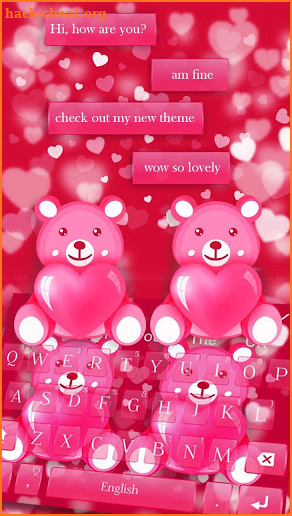 Sms Pink Love Teddy Keyboard screenshot