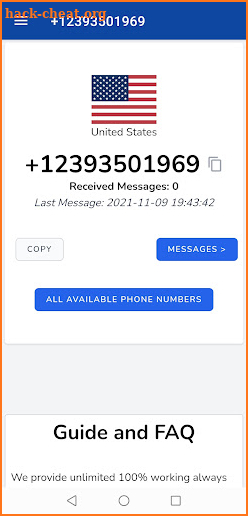 SMS Receive, Temp Phone Number screenshot