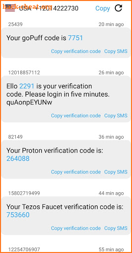 SMS Receive  Virtual Phone Numbers Temp Numbers screenshot