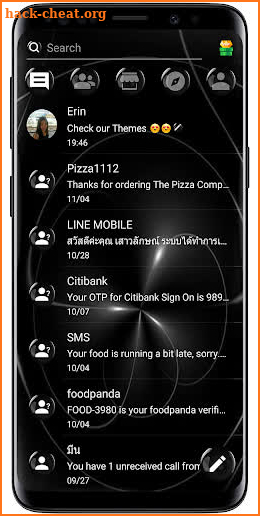 SMS Theme Sphere Black - chat text message dark screenshot