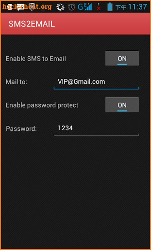 SMS to EMAIL under background screenshot