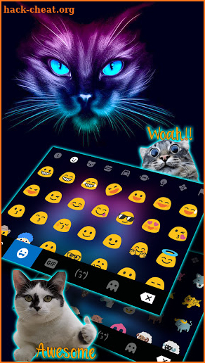 Sneaky Neon Cat Keyboard Background screenshot