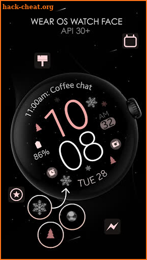 Snowflakes pink watch face screenshot